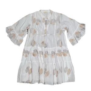 Nema resort wear flare boho dress beachy cotton embroidered size Large A003420